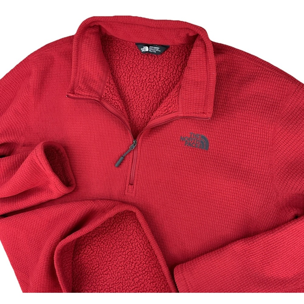 The North Face Mens Half Zip Pullover Waffle Knit Fleece Hiking Rib Sweater 2XL